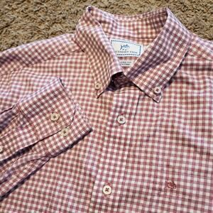 Southern Tide Gingham Casual Button Down Shirt classic fit cotton blend mens M